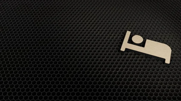 Símbolo 3d de madeira de cama ícone renderizar — Fotografia de Stock