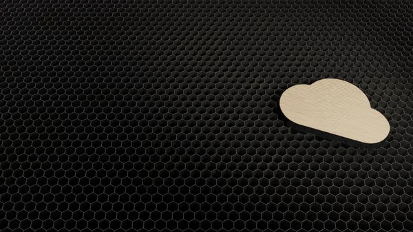Dřevěný 3D symbol ikony cloudu vykreslení — Stock fotografie