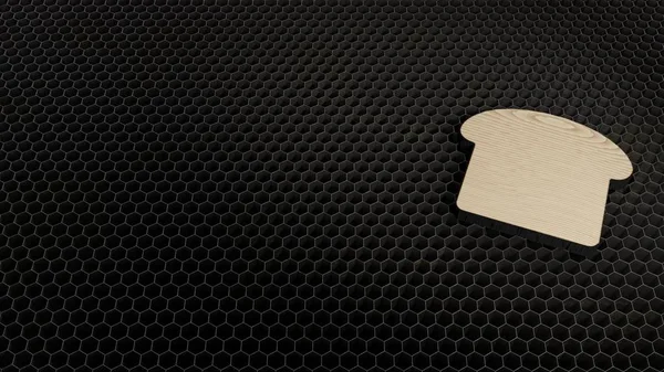 Деревянный 3d символ отображения иконки ломтика хлеба — стоковое фото