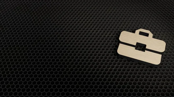 3d símbolo de madera del icono del maletín de renderizado — Foto de Stock