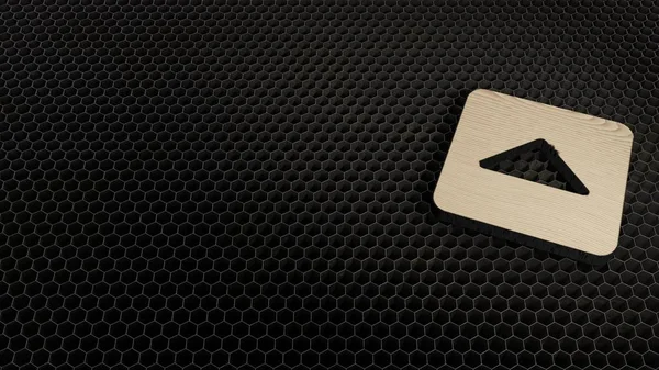Símbolo 3d de madeira de sinal de intercalação quadrado até ícone renderizar — Fotografia de Stock