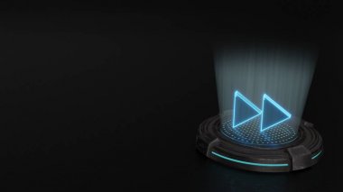 Çift sağ oklar simgesi render 3d hologram sembolü
