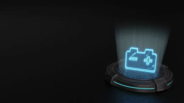 Araba akü simgesi render 3d hologram sembolü