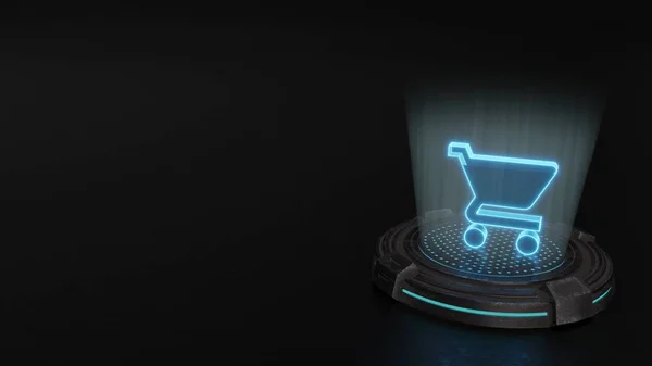 Sepet simgesi render 3d hologram sembolü