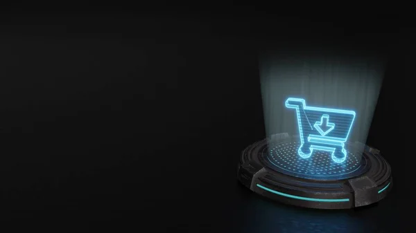 Sepet oku aşağı simgesi render 3d hologram sembolü