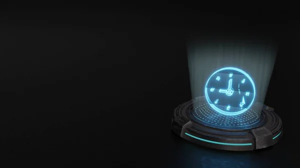 Saat simgesi render 3d hologram sembolü
