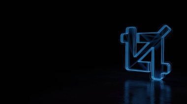 Siyah arkaplanda izole edilmiş mahsul sembolünün 3d parlayan kablo sembolü