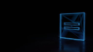 Siyah arkaplanda eşit izole edilmiş sembolün parlayan 3D kablo sembolü