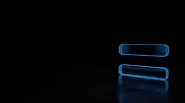 Siyah arkaplanda eşit izole edilmiş 3d parlayan kablo sembolü