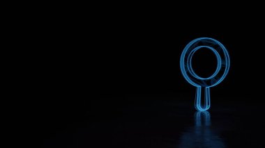 Siyah arkaplanda izole edilmiş arama sembolünün 3d parlayan kablo sembolü