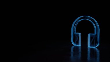 Siyah zemin üzerinde izole edilmiş 3d parlayan müzik 01 sembolü