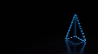 Siyah arkaplanda izole edilmiş navigasyon sembolünün 3d parlayan kablo sembolü