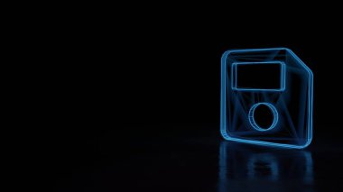 Siyah arkaplanda izole edilmiş kaydın sembolünün 3d parlayan kablo sembolü