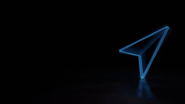 Siyah arkaplanda izole edilmiş navigasyon sembolünün 3d parlayan kablo sembolü