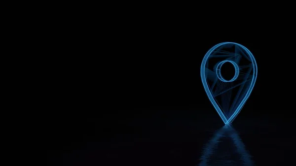 Siyah arkaplanda izole edilmiş yer tutucunun sembolü olan 3d parlayan kablo sembolü