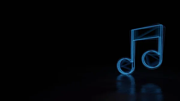 黒の背景に隔離された音楽プレーヤーのシンボルの3D輝くワイヤーフレームシンボル — ストック写真