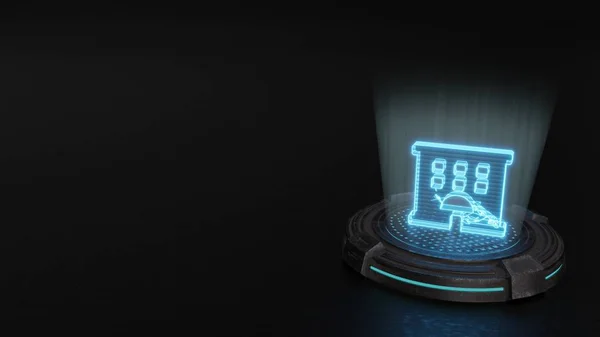 3d hologram symbool van hotel icoon renderen — Stockfoto