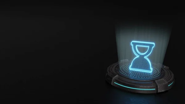 Kum saati sonu simgesinin 3 boyutlu hologram simgesi