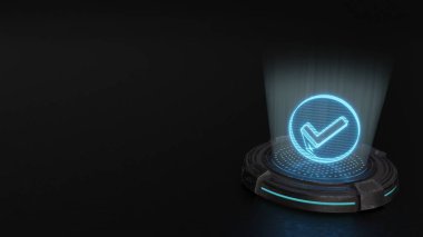 3d hologram symbol of check circle icon render clipart
