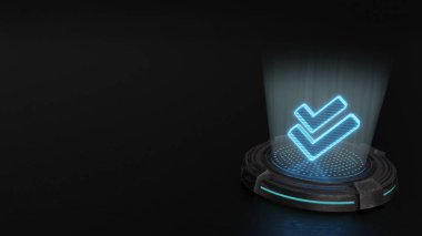 3d hologram symbol of check double icon render clipart
