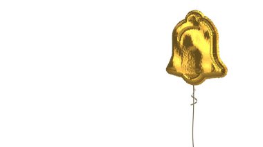 Beyaz arkaplanda alarmın altın rengi balon sembolü