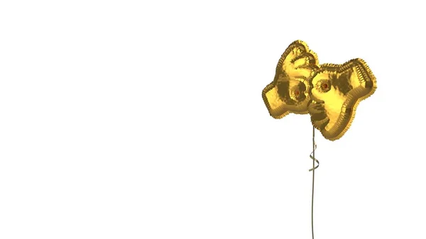 Balão de ouro símbolo da língua de sinais americana interpretando em fundo branco — Fotografia de Stock