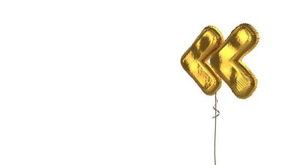 Balão de ouro símbolo de ângulo duplo esquerdo no fundo branco — Fotografia de Stock