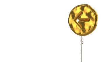 Beyaz zemin üzerinde daire çizen sol okun altın balon sembolü