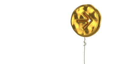 Beyaz zemin üzerinde daire çizen sağ okun altın balon sembolü