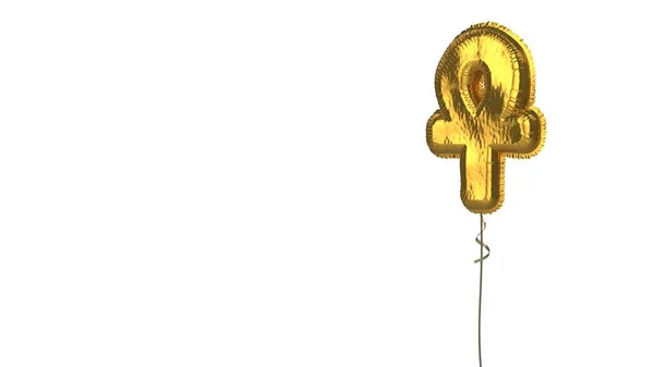 Zlatý balón symbol ankh na bílém pozadí — Stock fotografie