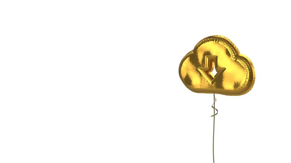 Balão de ouro símbolo de nuvem de download no fundo branco — Fotografia de Stock