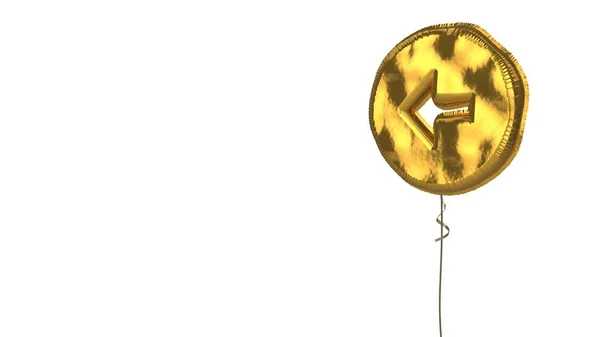 Símbolo de balão de ouro da seta esquerda em círculo no fundo branco — Fotografia de Stock