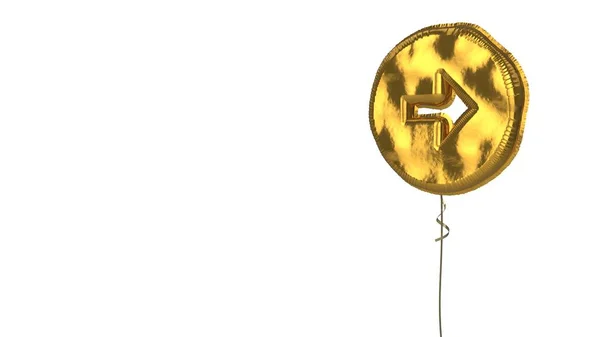 Gold balloon symbol of right arrow in circle on white background — Stock Photo, Image