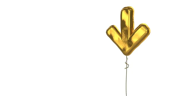 Balão de ouro símbolo de seta para baixo no fundo branco — Fotografia de Stock