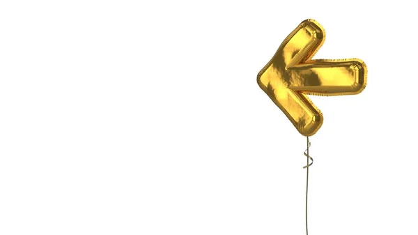 Gold balloon symbol of arrow left on white background — Stock Photo, Image