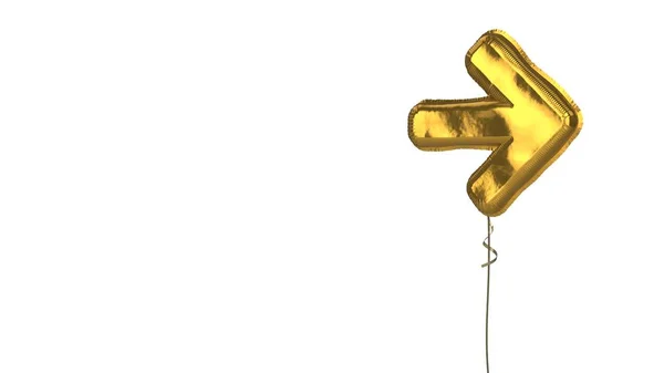 Золотой шарик символ стрелки прямо на белом фоне — стоковое фото