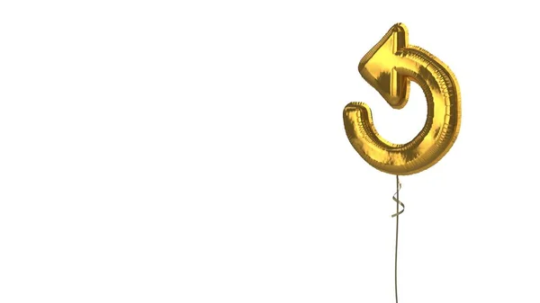 Gold balloon symbol of refresh arrow on white background — Stock Photo, Image