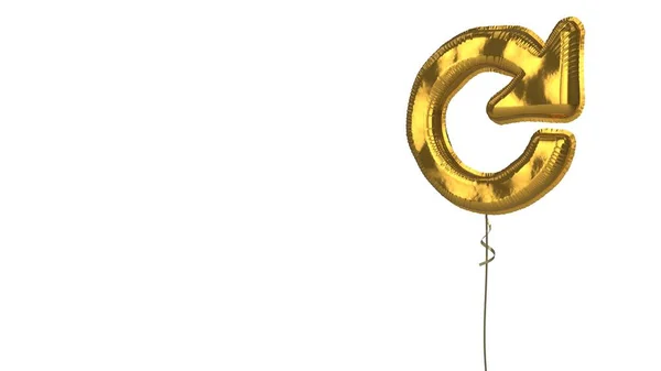 Gold balloon symbol of refresh arrow on white background — Stock Photo, Image