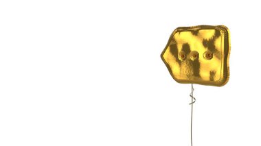 Beyaz arkaplanda sol okun altın balon sembolü