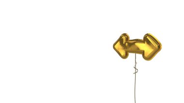 Beyaz arkaplanda çift yatay okun altın balon sembolü
