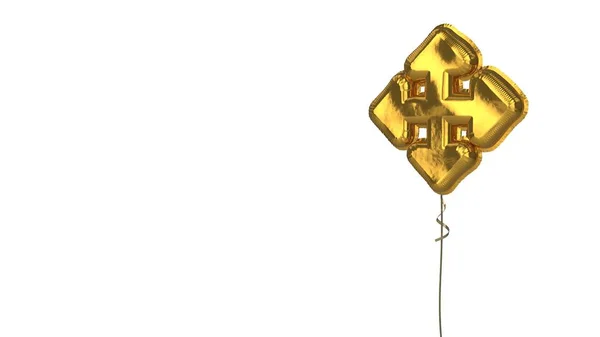 Gouden ballon symbool van vier richting pijlen op witte achtergrond — Stockfoto