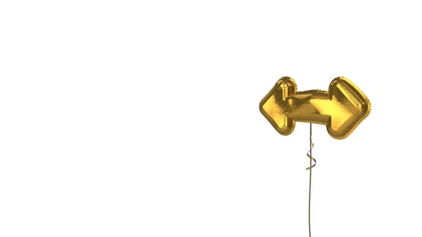Złoty symbol balonu podwójnej poziomej strzałki na białym tle — Zdjęcie stockowe