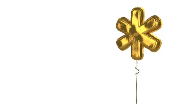 Gold balloon symbol of asterisk on white background — Stock Photo, Image