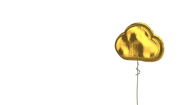 Balão de ouro símbolo de nuvem sobre fundo branco — Fotografia de Stock