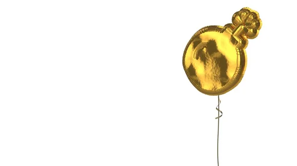 Gold balloon symbol of bomb on white background — Stock Photo, Image