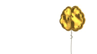 Beynin beyaz zemin üzerindeki altın balon sembolü
