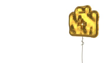 Beyaz arka planda tıbbi çantanın altın balon sembolü