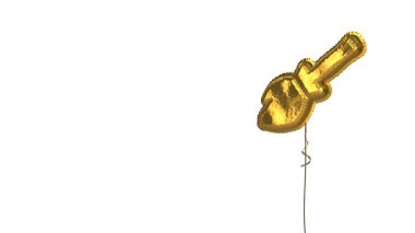 Beyaz arkaplanda süpürgenin altın balon sembolü