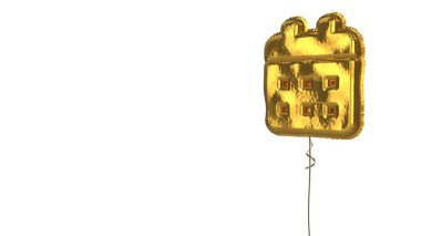 Beyaz arkaplanda takvimin altın balon sembolü