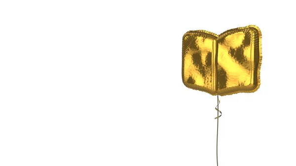 하얀 배경에 펼쳐 있는 책을 상징하는 금 풍선 상징 — 스톡 사진